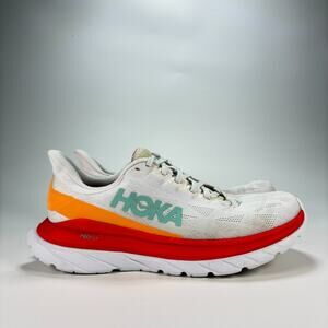 Hoka One One Mach 4 White Orange Lace Up Running Shoes 1113528 WFS Men’s Size 9D